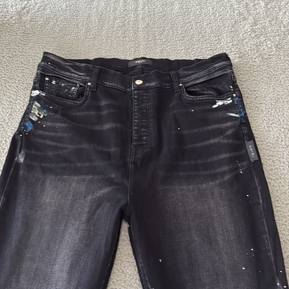 AMIRI Black Flare Wide Leg Jeans with Embellishments Paint size 38 - Picture 8 of 17